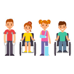 Disabled and injured cartoon children