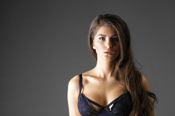 Close up portrait of beautiful brunette woman