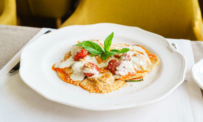 italian ravioli with mozzarella