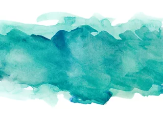 Fotobehang Aquarel Aquamarine watercolor strip multilayered  © Alex