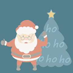 Naklejka premium Santa Claus Ho Ho Ho cute flat Christmas vector.