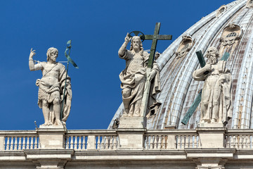 Obraz premium Architectural detail of St. Peter's Basilica at Saint Peter's Square, Vatican, Rome, Italy