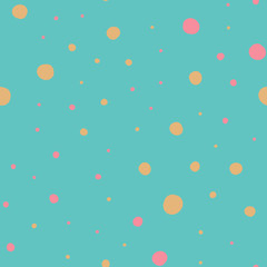 Blue Fun Hand Drawn Dots Asymmetrical Seamless Pattern, Dotted Swiss