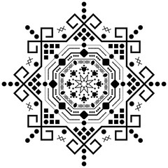 Vector decorative black ornament on white background. Vintage ethnic pattern.