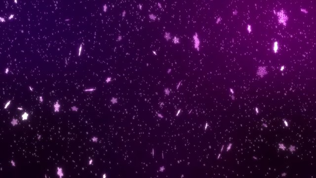 Snow Winter Background with gentle falling shiny Snowflakes in 4K and loopable. Shiny icy Snowflakes falling in Slow-Motion on a black or colored background