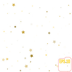 Golden falling stars on a white background. Gold star confetti rain festive holiday background.