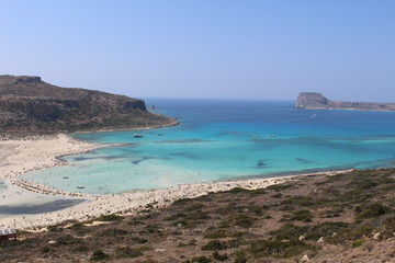 Naklejka na ściany i meble A beautiful view of blue Balos lagoon and beach in Crete Island, Greece.