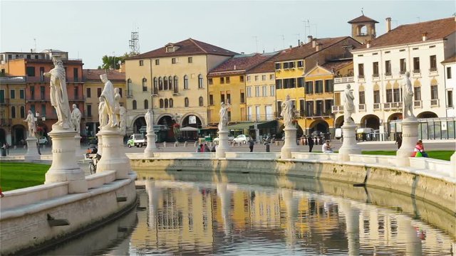 Statues and architecture in the Plaza della Valle in Padua, Italy