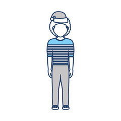 man standing with christmas hat icon over white background vector illustration