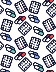 Pharmacy icons seamless pattern.