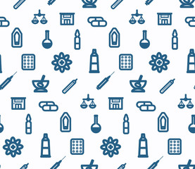Pharmacy icons seamless pattern.