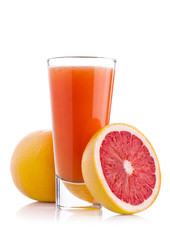Glass of fresh grapefruit juice with fruit