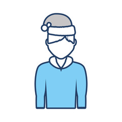 avatar man with christmas hat icon over white background colorful design  vector illustration