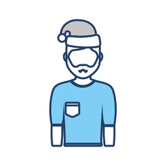 avatar man with christmas hat icon over white background colorful design  vector illustration