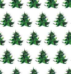 Obraz premium Christmas polygonal triangle abstract graphic artistic bright holiday winter green spruce tree pattern vector hand illustration. Perfect for textile, wallpapers, backgrounds and greetings cards