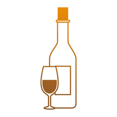wine bottle with cup vector illustration design