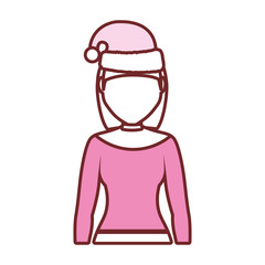 avatar woman with christmas hat icon over white background vector illustration