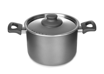 Saucepan on white background