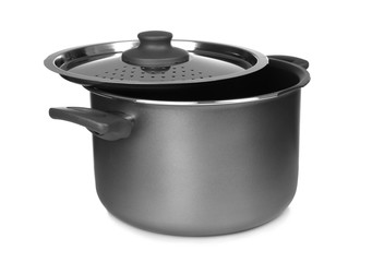 Saucepan on white background