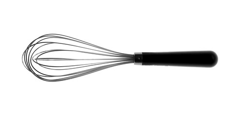 Metal whisk on white background