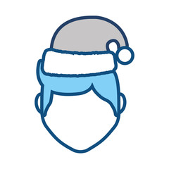 avatar man with christmas hat icon over white background colorful design  vector illustration