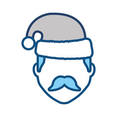 avatar man with christmas hat icon over white background colorful design  vector illustration