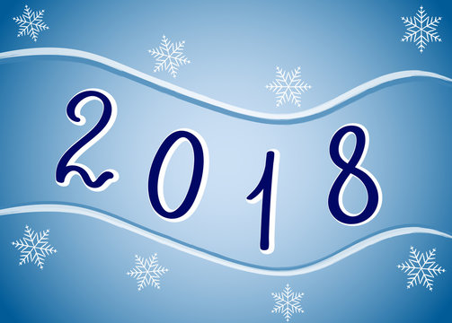 2018. Year Two Thousand Eighteen on a blue background. Vector illustration