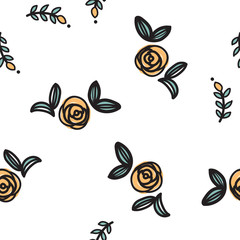 Simple flowers seamless vector pattern.