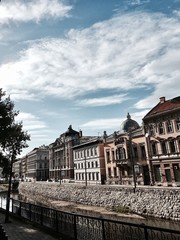 Sarajevo street over river 