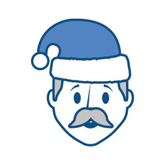 cartoon man with christmas hat icon over white background vector illustration
