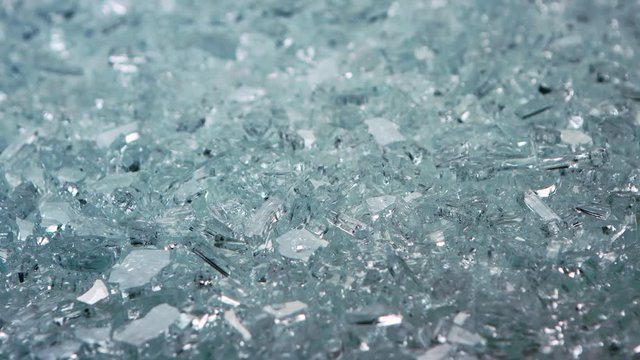 Transparent shards of broken glass. Close up