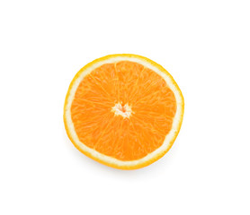 Yummy fresh orange slice on white background