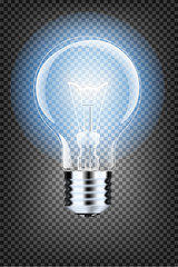 realistic lamp with a bright light on an isolated background. Vector illustration . Addison's electric lamp