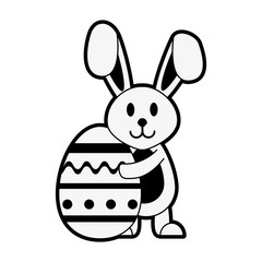 Bunny with easter egg icon vector illustration graphic design