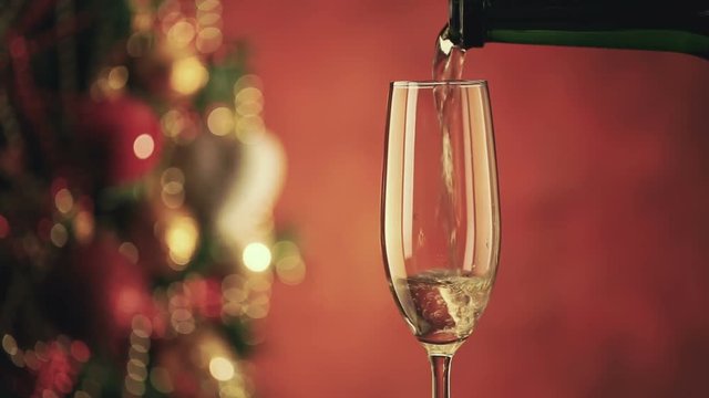 Pouring sparkling wine