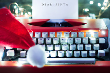 "Dear Santa" letter on typewriter