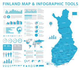 Obraz premium Finland Map - Detailed Info Graphic Vector Illustration