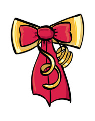 Gold and Candy Apple Red Decorative Bow