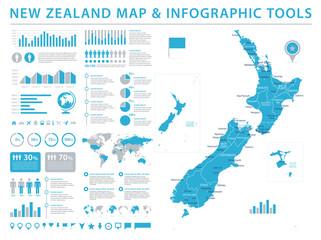 New Zealand Map - Info Graphic Vector Illustration