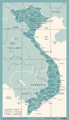 Vietnam Map - Vintage Vector Illustration