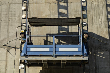 external construction lift on building