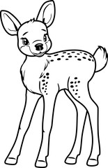 Cute little deer. Contour drawing