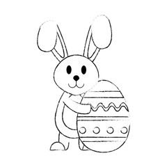 Bunny with easter egg icon vector illustration graphic design
