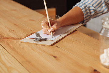 Close up of notes lying on the table