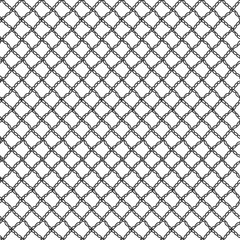 Simple seamless lace mesh of the loops. Black repeating pattern on a white background.