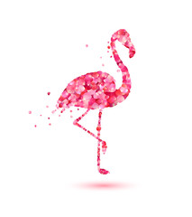Naklejka premium flamingo of pink rose petals. Vector