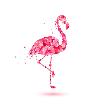 flamingo of pink rose petals. Vector