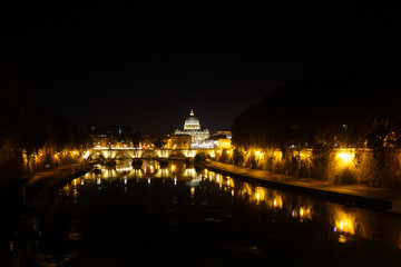 Fototapeta na wymiar The Papal Basilica of Saint Peter in the Vatican view form the Umberto bridge