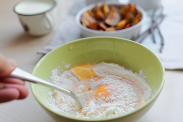 Cooking plum clafoutis