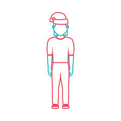 man standing with christmas hat icon over white background vector illustration